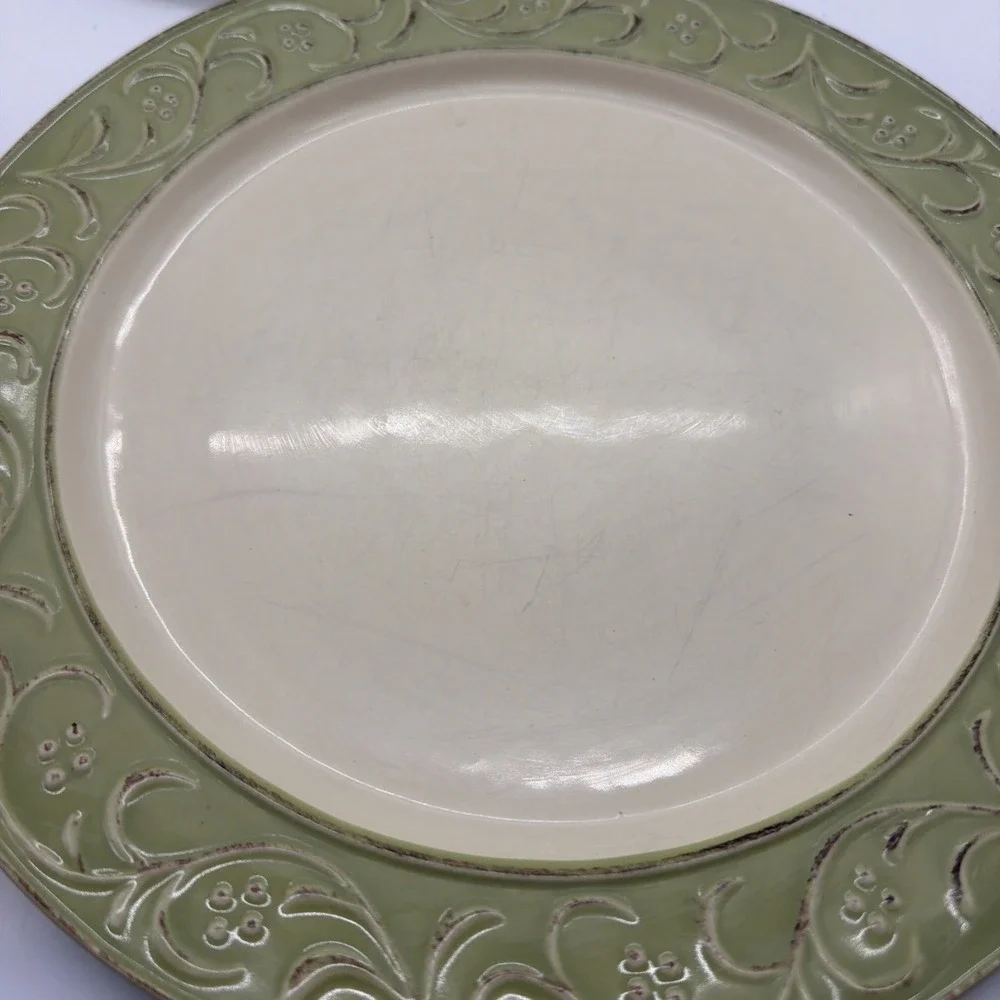 SET OF 3 PIER 1 ANTIQUE FLORAL DINNER PLATES 10 7/8